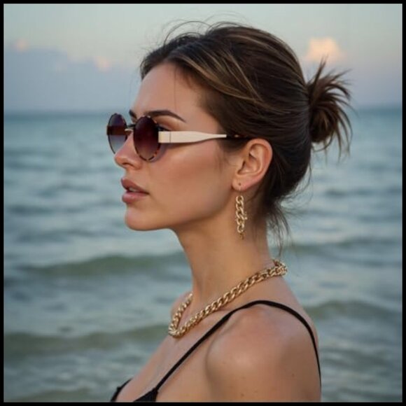 Retro Oval Sunglasses Metal Frame Polarized UV400 Protection main image 5